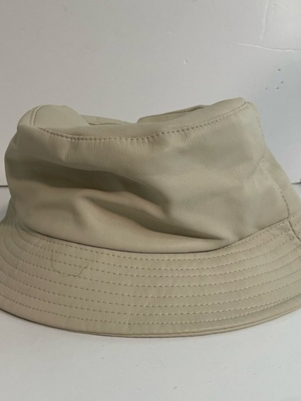 David and Young Beige Vegan Faux Leather Bucket Hat